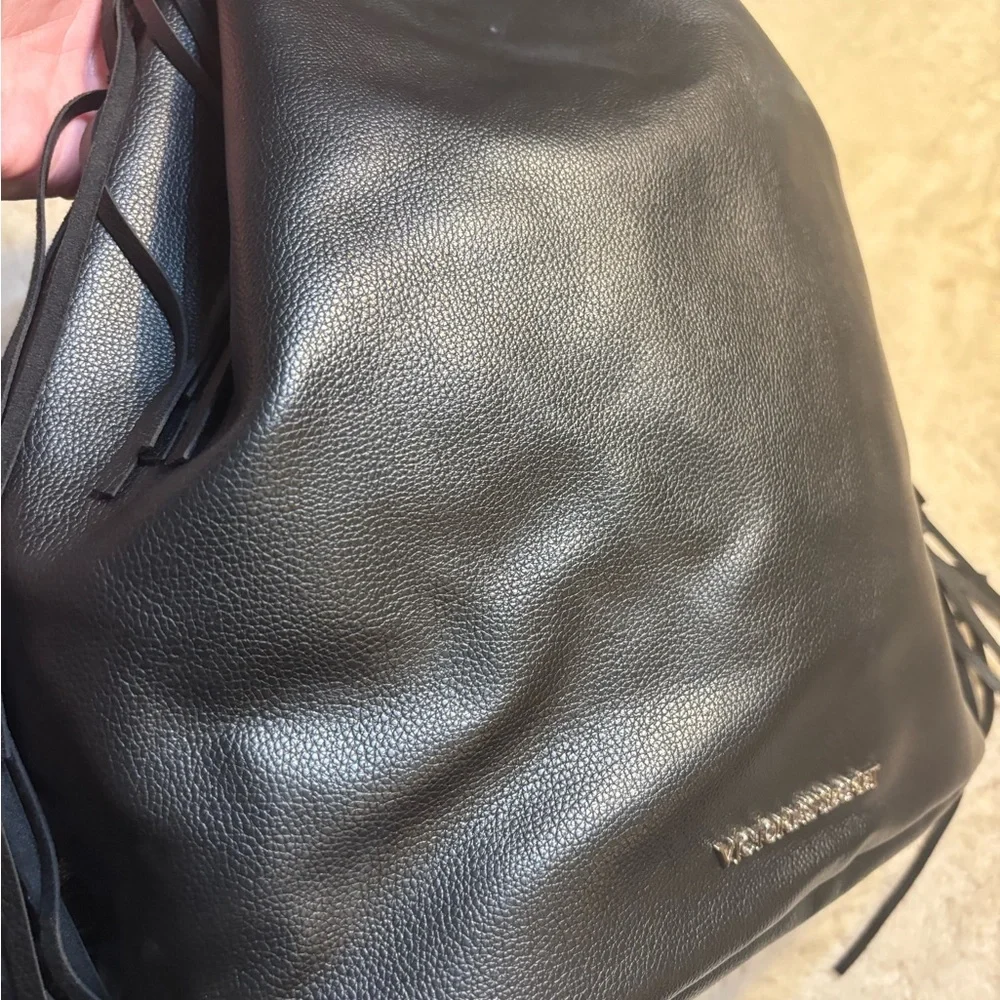 Victoria's Secret Backpack Tote Limited Edition Black Fringe Faux Leather